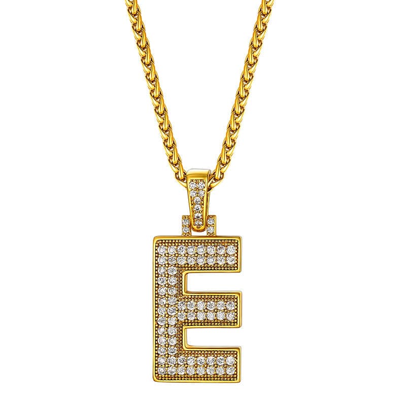 Personalized Gold Plated Full Cubic Zirconia A-Z Letter Initial Necklace 