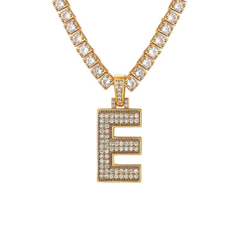 Personalized Gold Plated Full Cubic Zirconia A-Z Letter Initial Necklace 