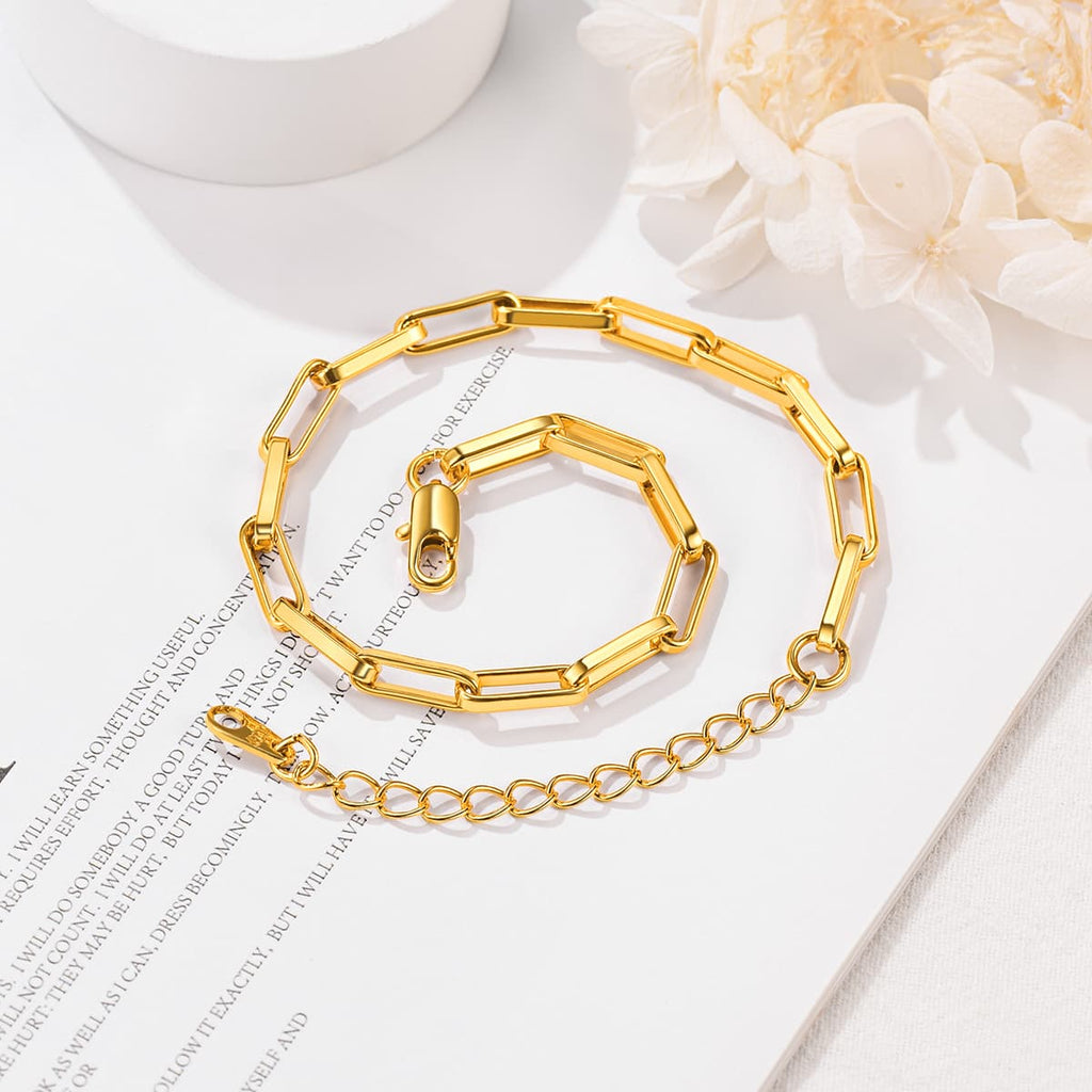 Gold Plated Paperclip Chain Anklet For Women 