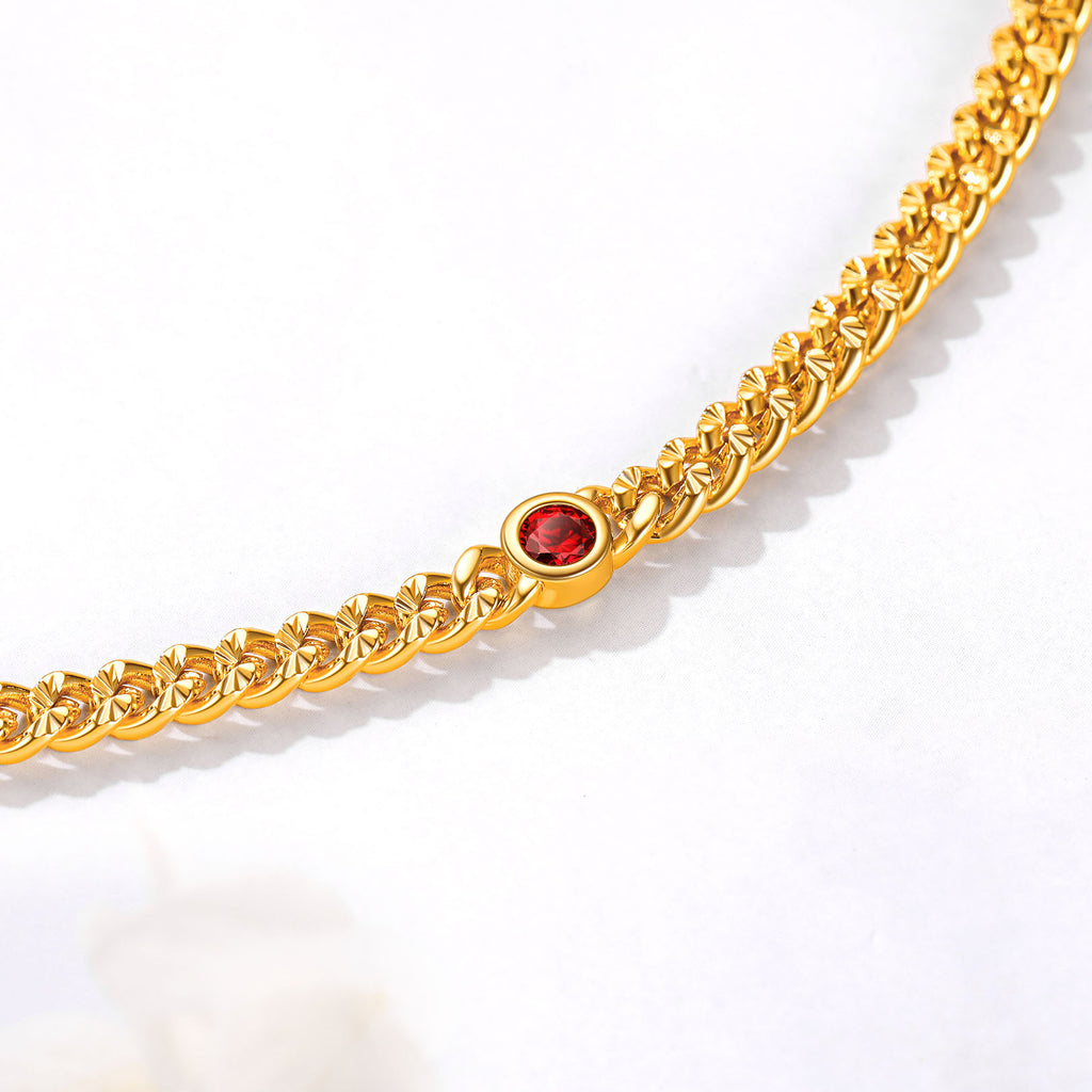 Gold Anklet with Birthstone Flat Mariner Anklet Marina Link Anklet 