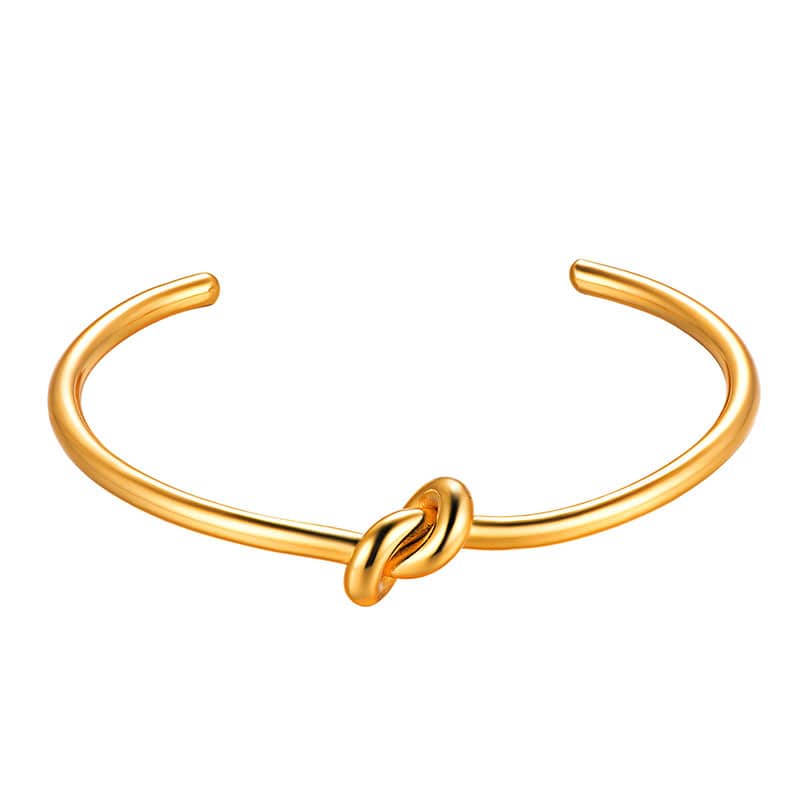 Classic 18K Gold Plated Simple Knot Open Bangle Cuff Bracelet 