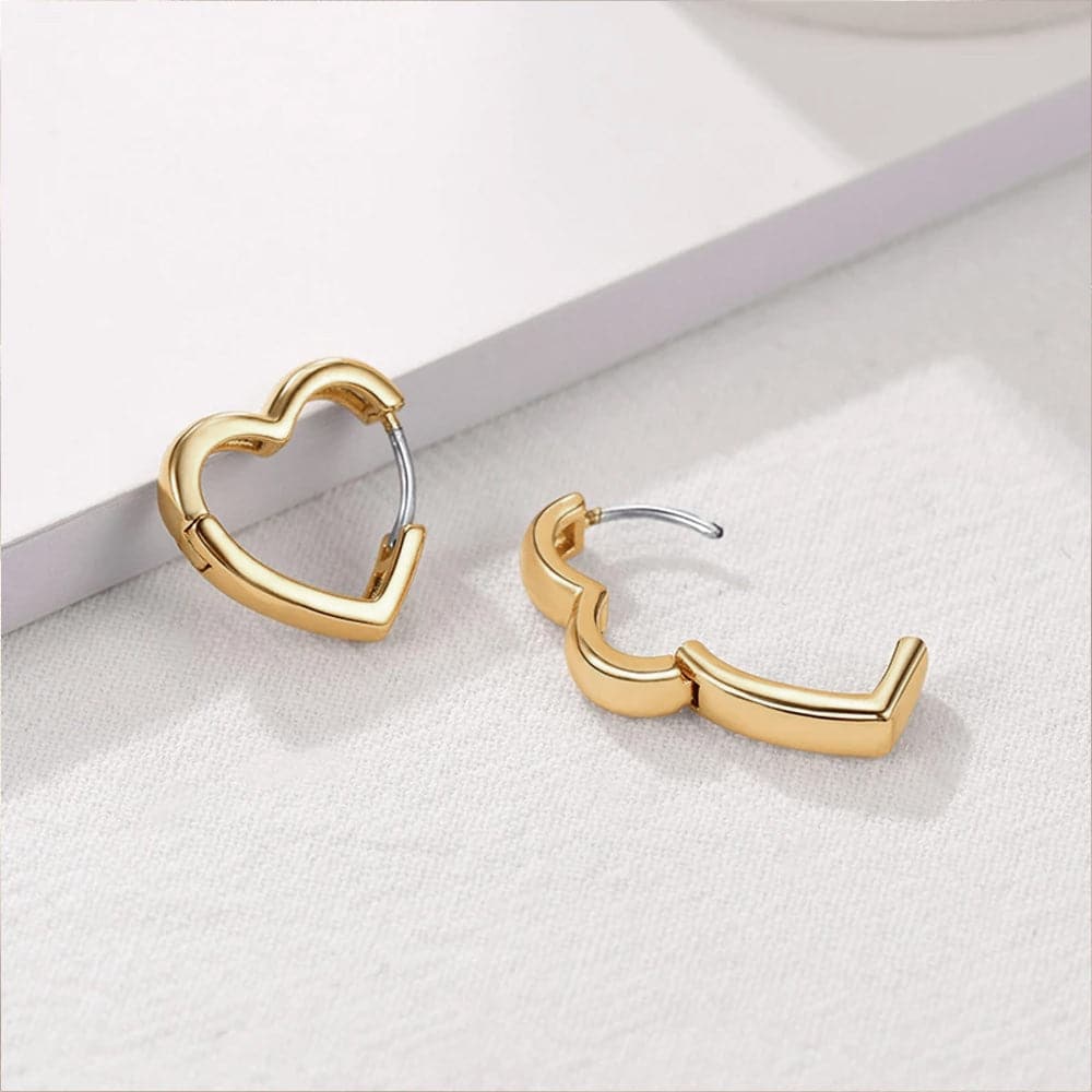 Gold Plated Heart Huggie Hoop Wrap Earrings 925 Sterling Silver Post 