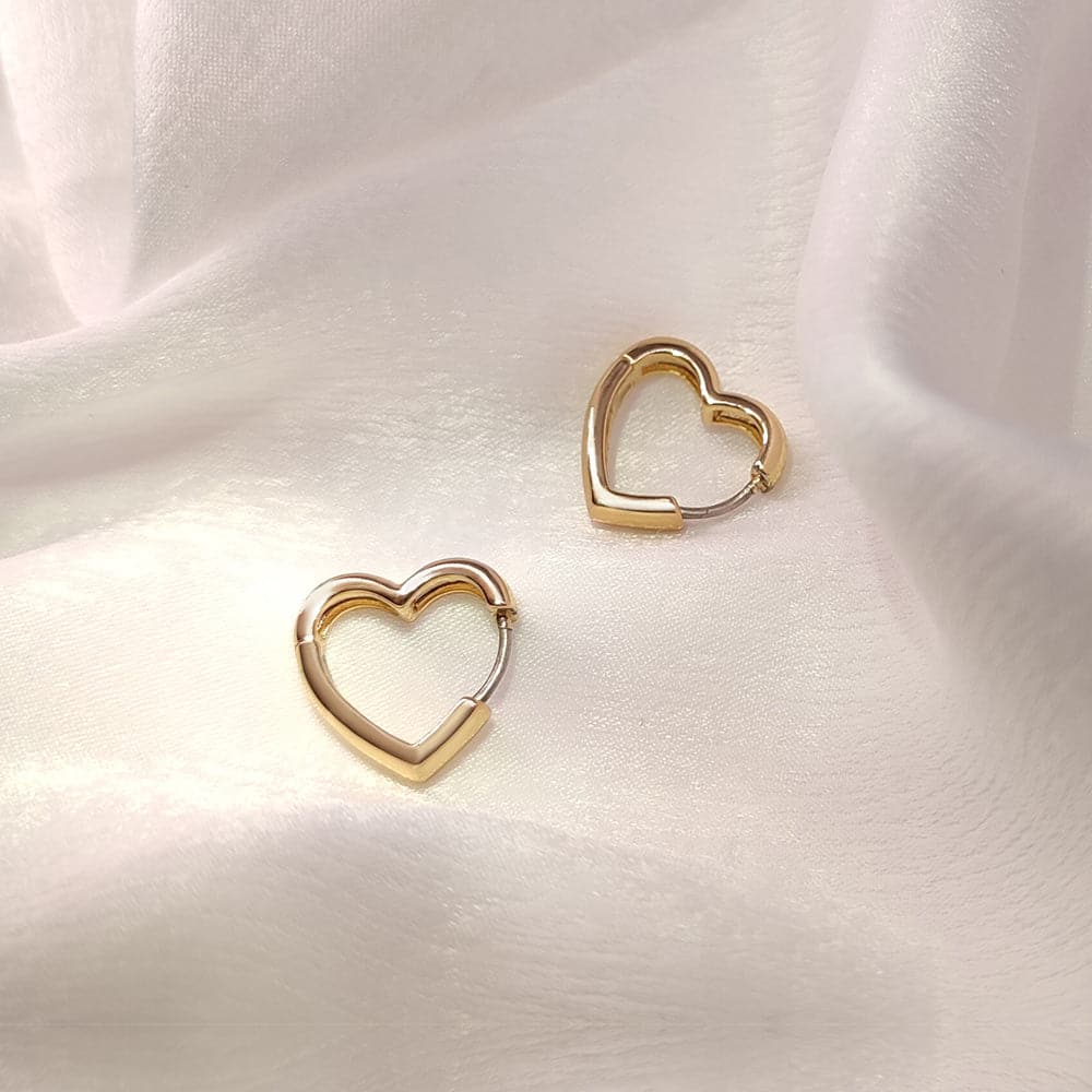 Gold Plated Heart Huggie Hoop Wrap Earrings 925 Sterling Silver Post 