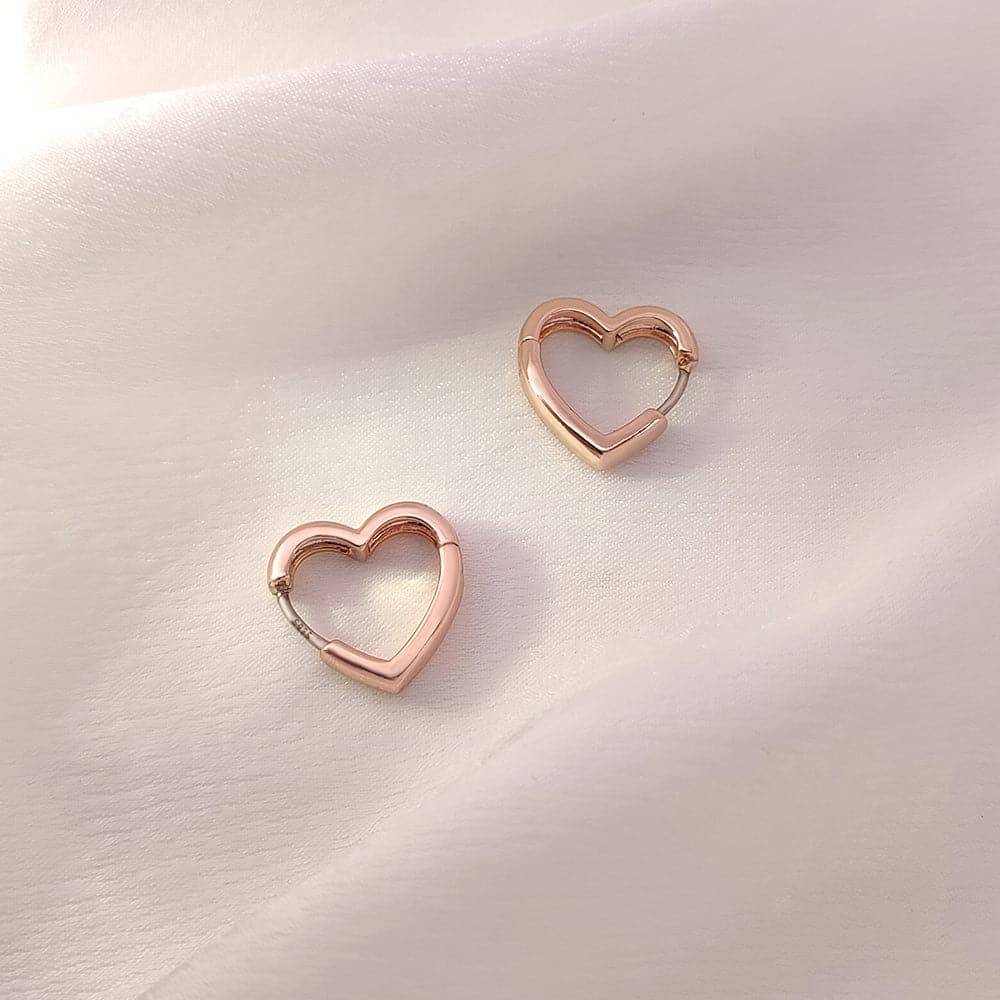 Gold Plated Heart Huggie Hoop Wrap Earrings 925 Sterling Silver Post 