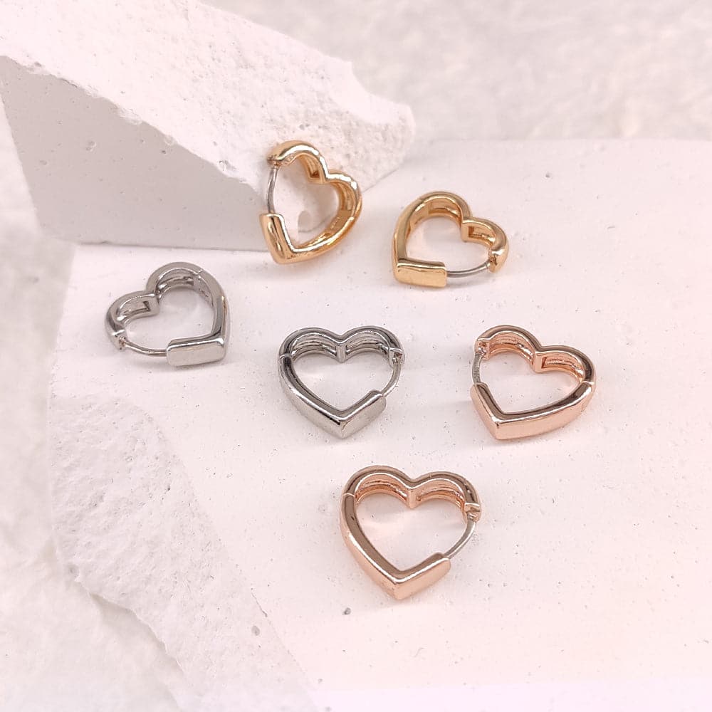 Gold Plated Heart Huggie Hoop Wrap Earrings 925 Sterling Silver Post 