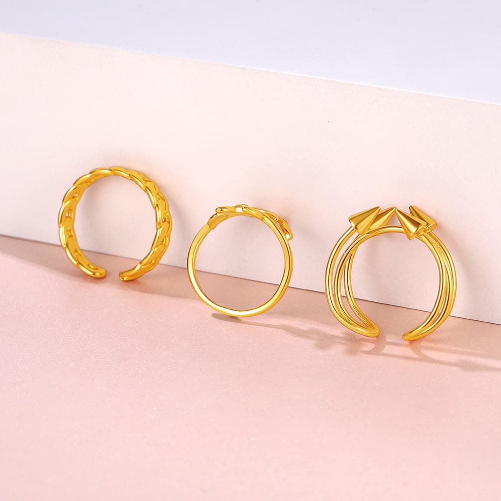 U7 Jewelry Adjustable Ring Sets 3 Pieces Open Ring For Women 