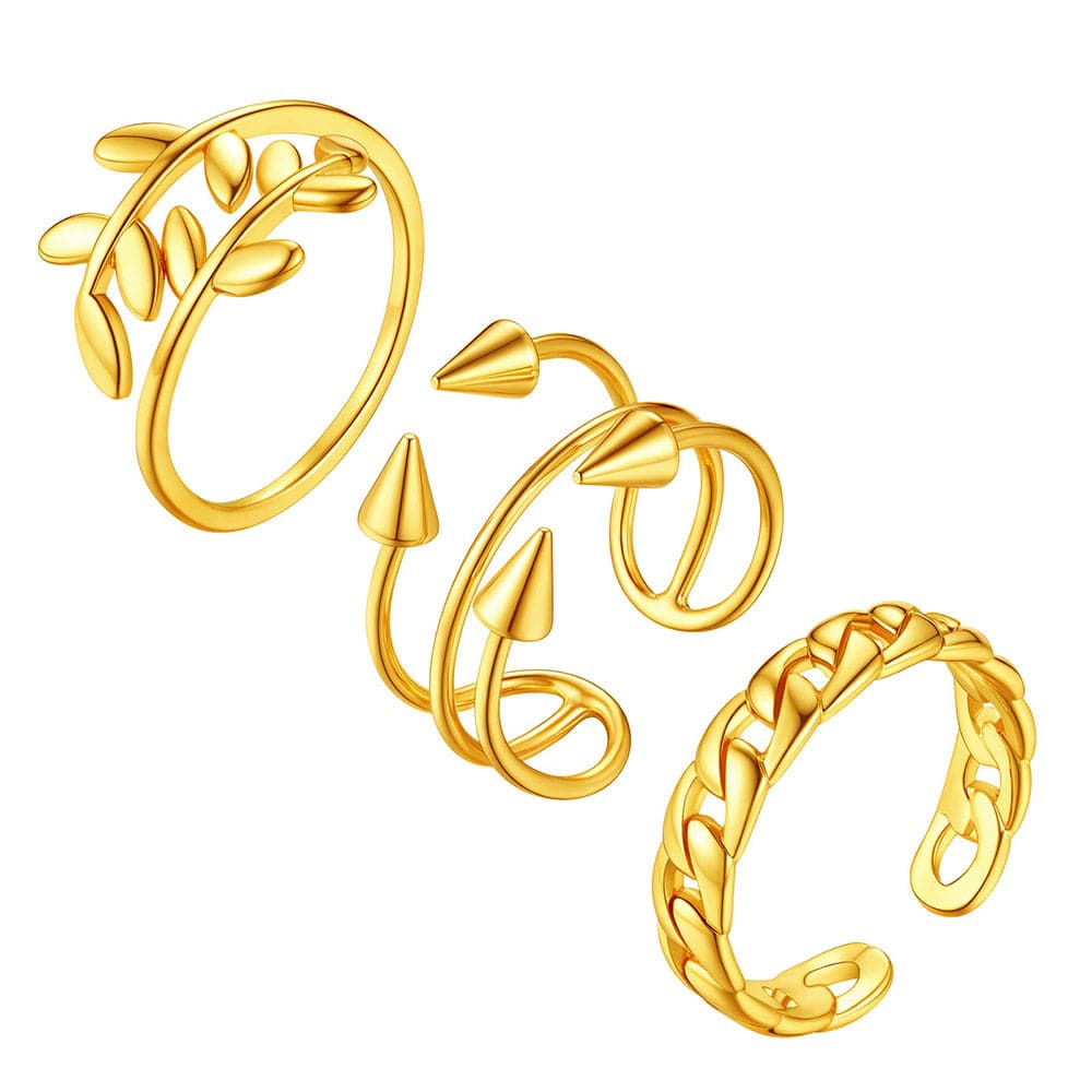 U7 Jewelry Adjustable Ring Sets 3 Pieces Open Ring For Women 