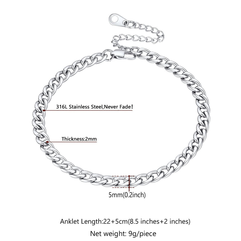 Simple Cuban Curb Chain Anklet for Women Gold Anklet Chain Bracelet 