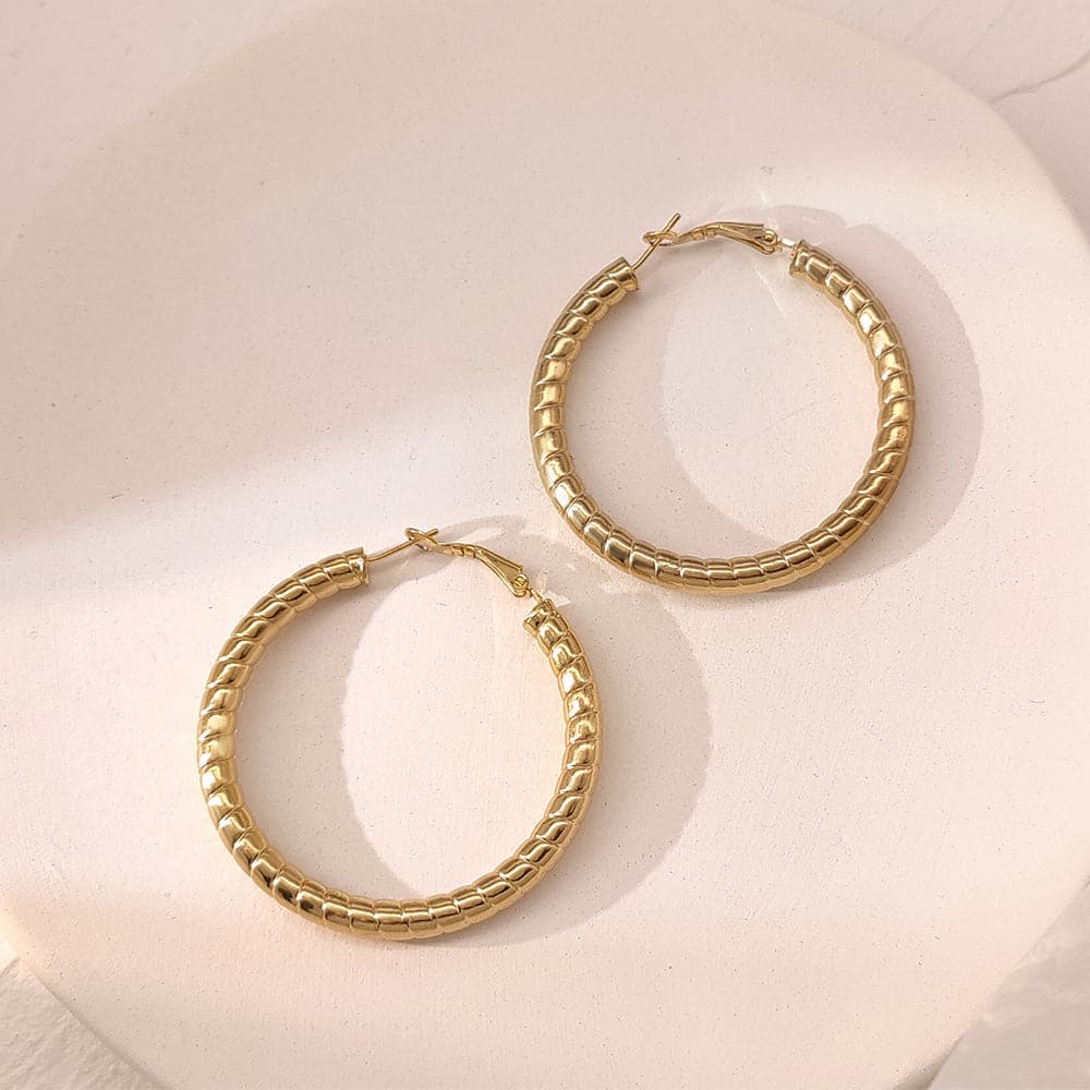 Tube Hoop Earrings 18K Gold Plated Hollow For Women 