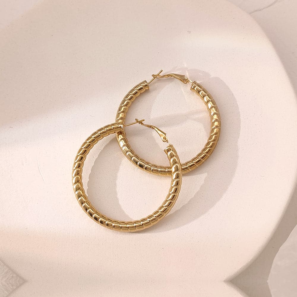 Tube Hoop Earrings 18K Gold Plated Hollow For Women 