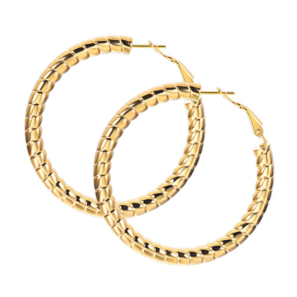 Tube Hoop Earrings 18K Gold Plated Hollow For Women 