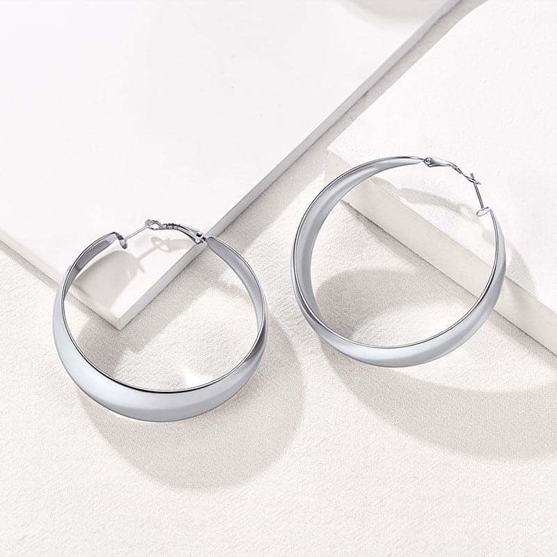 Fashion Stainless Steel 40MM 60MM Wide Round Hoop Loop Earrings 