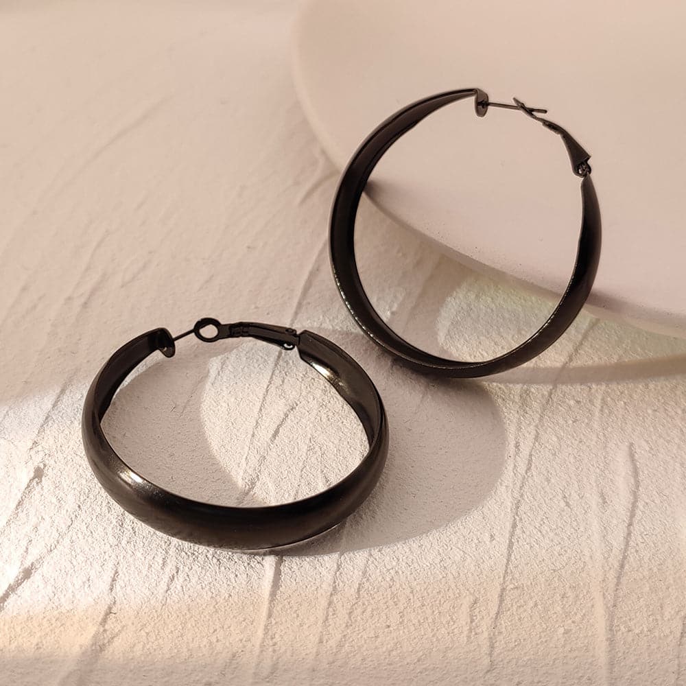 Fashion Stainless Steel 40MM 60MM Wide Round Hoop Loop Earrings 