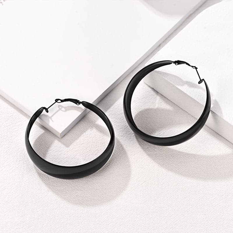 Fashion Stainless Steel 40MM 60MM Wide Round Hoop Loop Earrings 