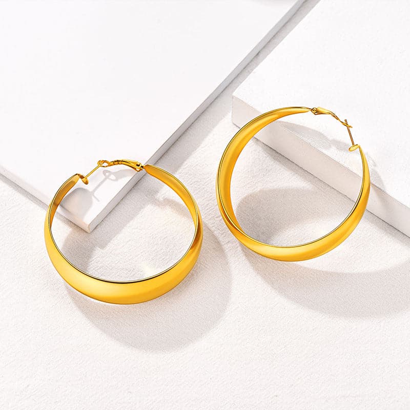 Fashion Stainless Steel 40MM 60MM Wide Round Hoop Loop Earrings 