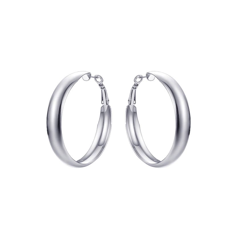 Fashion Stainless Steel 40MM 60MM Wide Round Hoop Loop Earrings 