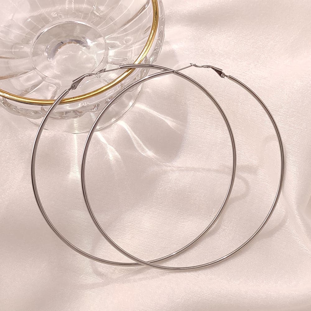 Round Hoop Earrings Statement Lightweight Oversized For Women 