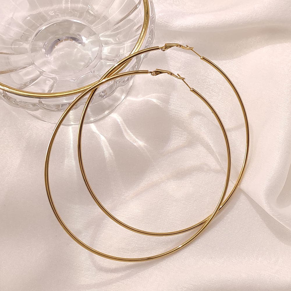 Round Hoop Earrings Statement Lightweight Oversized For Women 