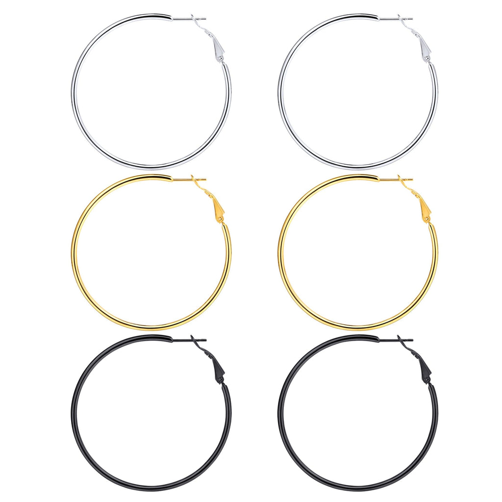 Round Hoop Earrings Statement Lightweight Oversized For Women 