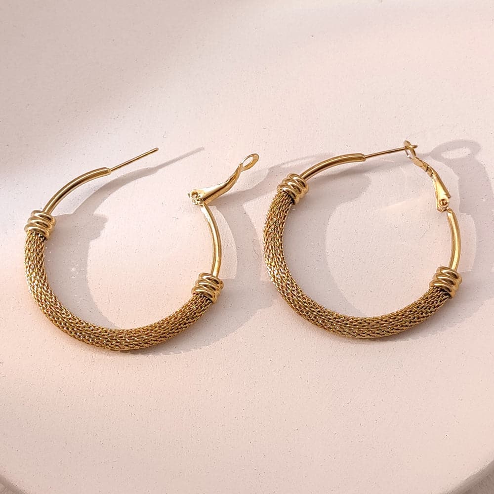 Tube Hoop Earrings 18K Gold Plated Hollow For Women 