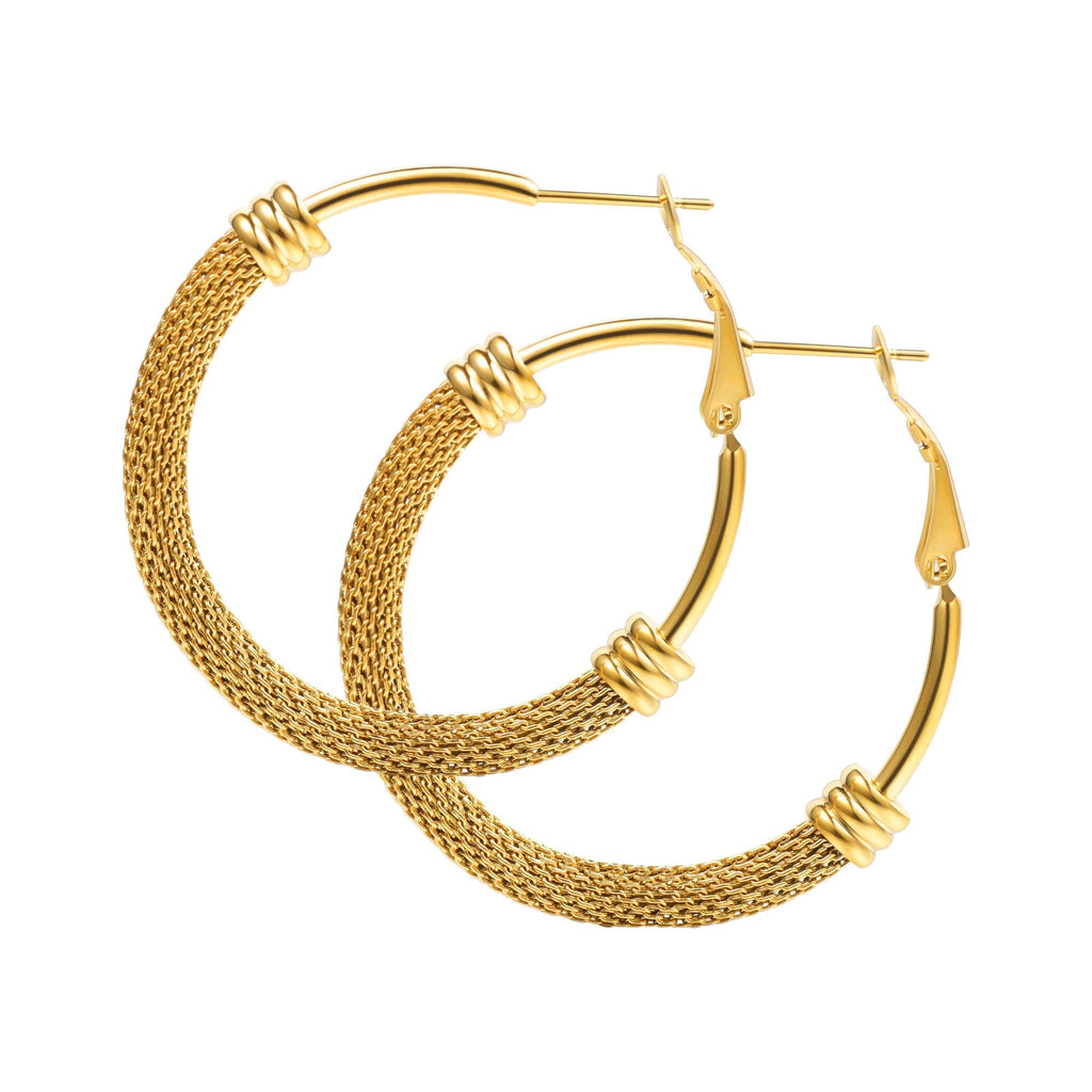 Tube Hoop Earrings 18K Gold Plated Hollow For Women 