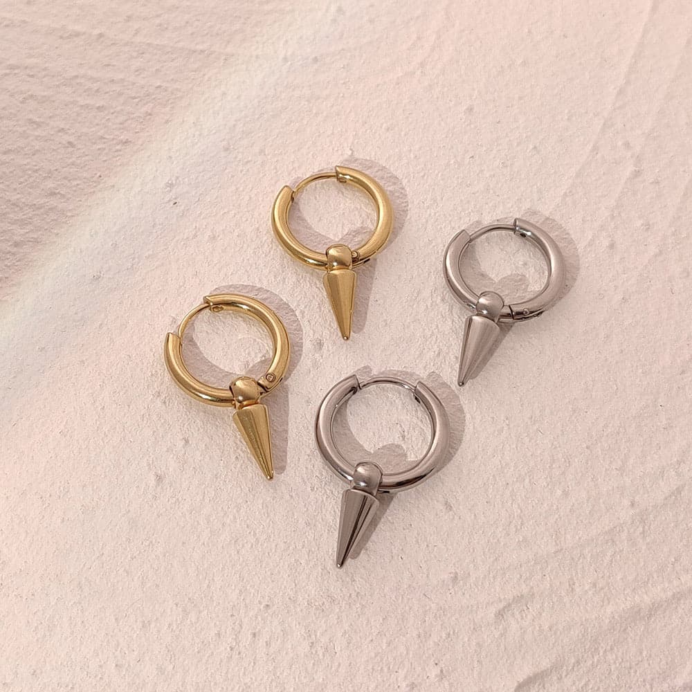 Punk Polished Surgical Stainless Steel Cone Earrings For Men Women 