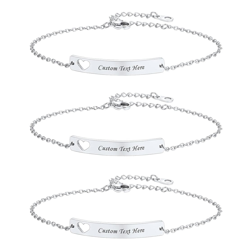 U7 Jewelry Engraved Bar Bracelet Custom ID Bangle For Women Men 