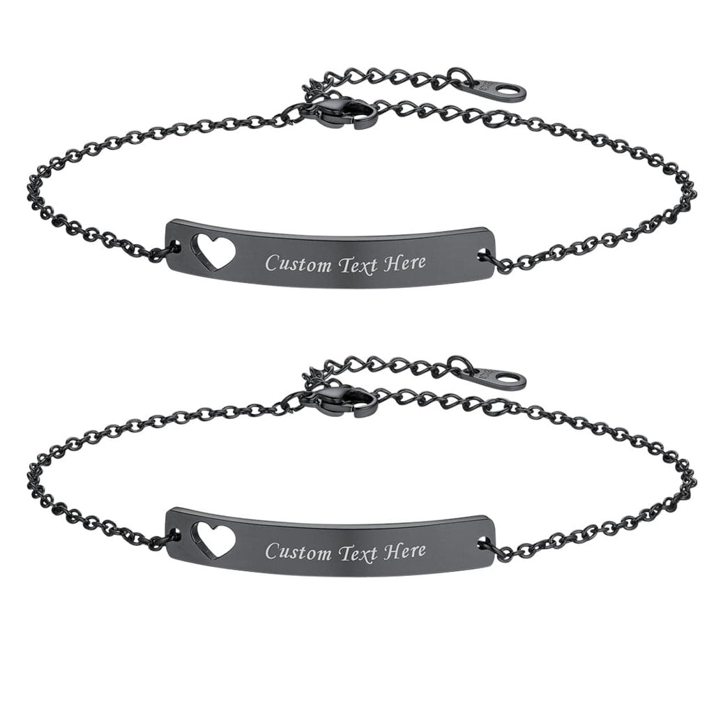 U7 Jewelry Engraved Bar Bracelet Custom ID Bangle For Women Men 