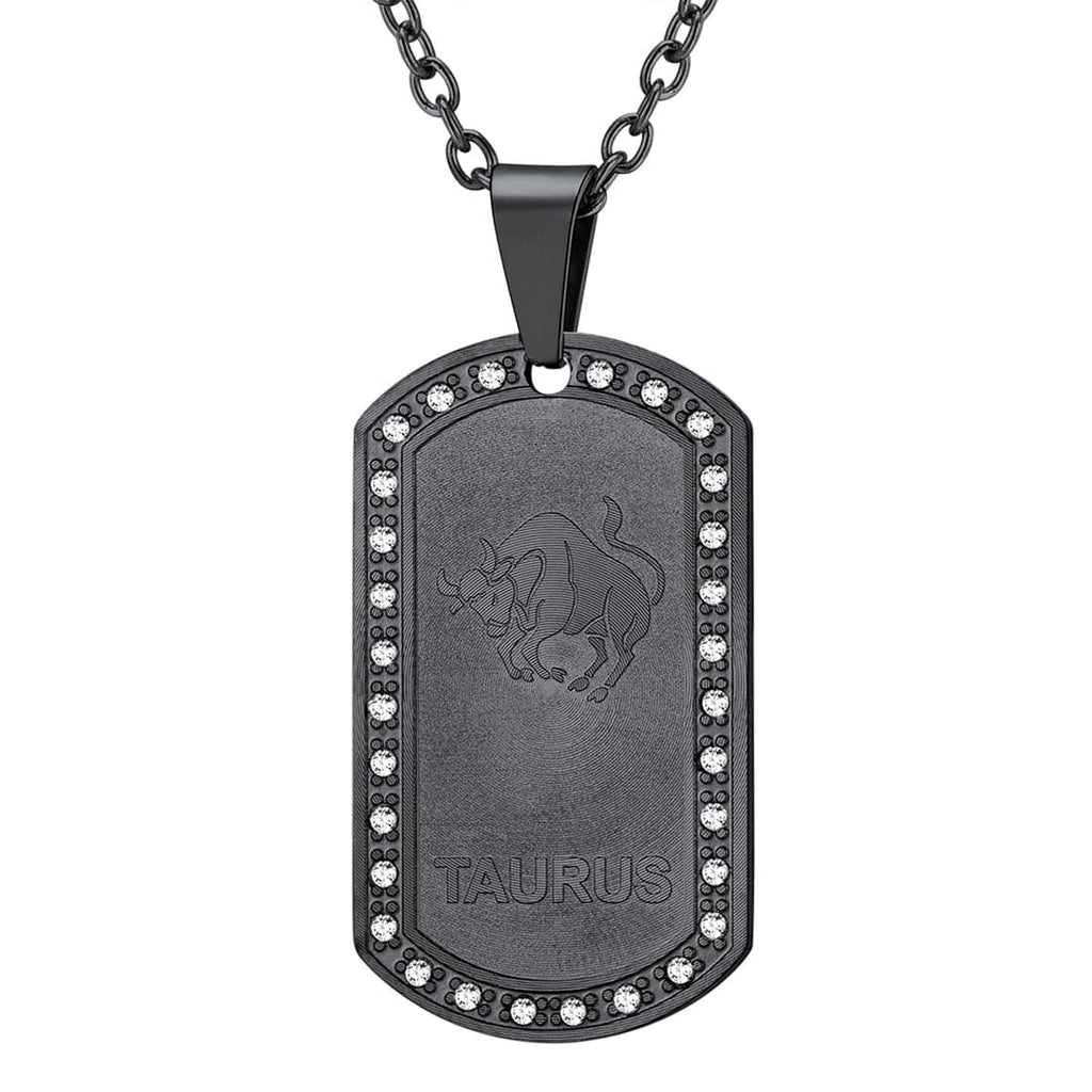 U7 Jewelry Engraved 12 Constellations Zodiac Necklace Military Dog Tag 