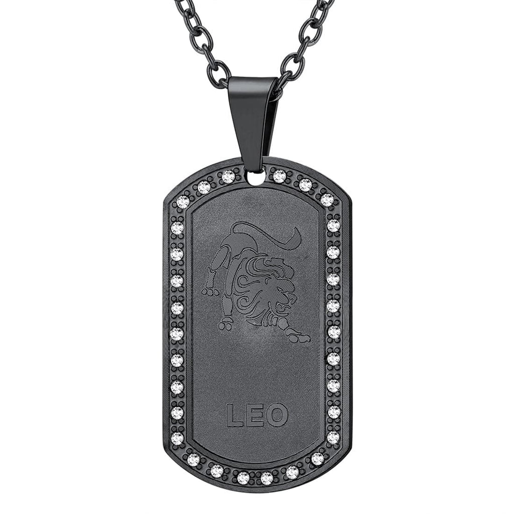 U7 Jewelry Engraved 12 Constellations Zodiac Necklace Military Dog Tag 