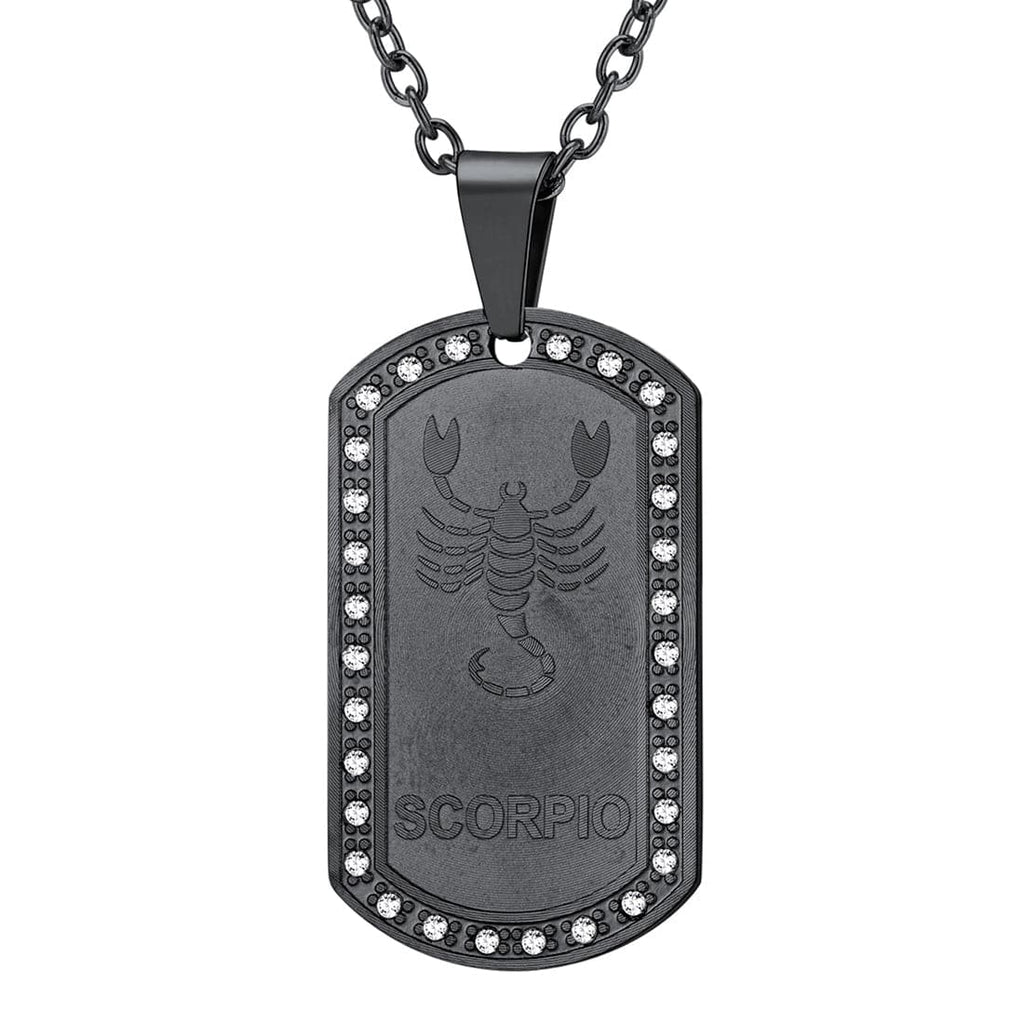 U7 Jewelry Engraved 12 Constellations Zodiac Necklace Military Dog Tag 