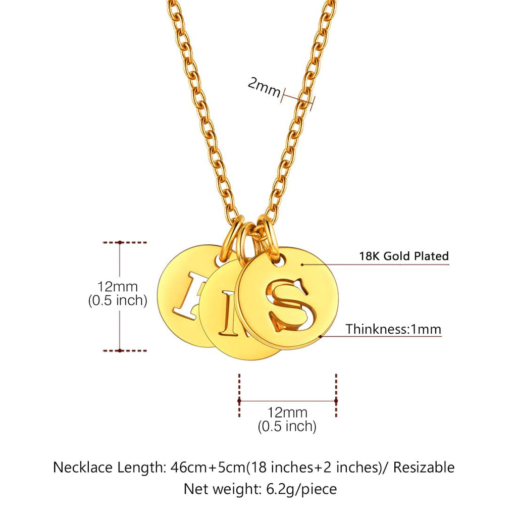 Custom Engraved Two-Tone A-Z Initial Necklace 18K Gold Plated 