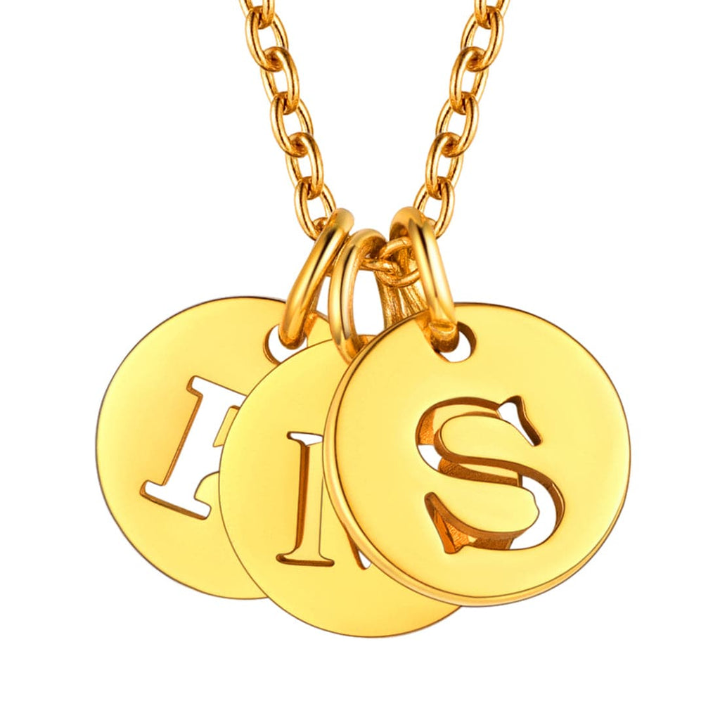 Custom Engraved Two-Tone A-Z Initial Necklace 18K Gold Plated 