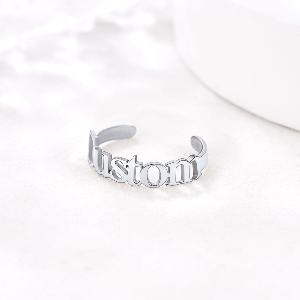 U7 Jewelry Custom Name Ring Open Cuff Initial Ring For Women 