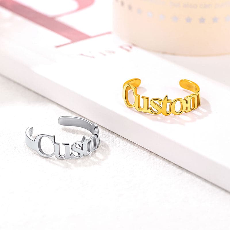 U7 Jewelry Custom Name Ring Open Cuff Initial Ring For Women 