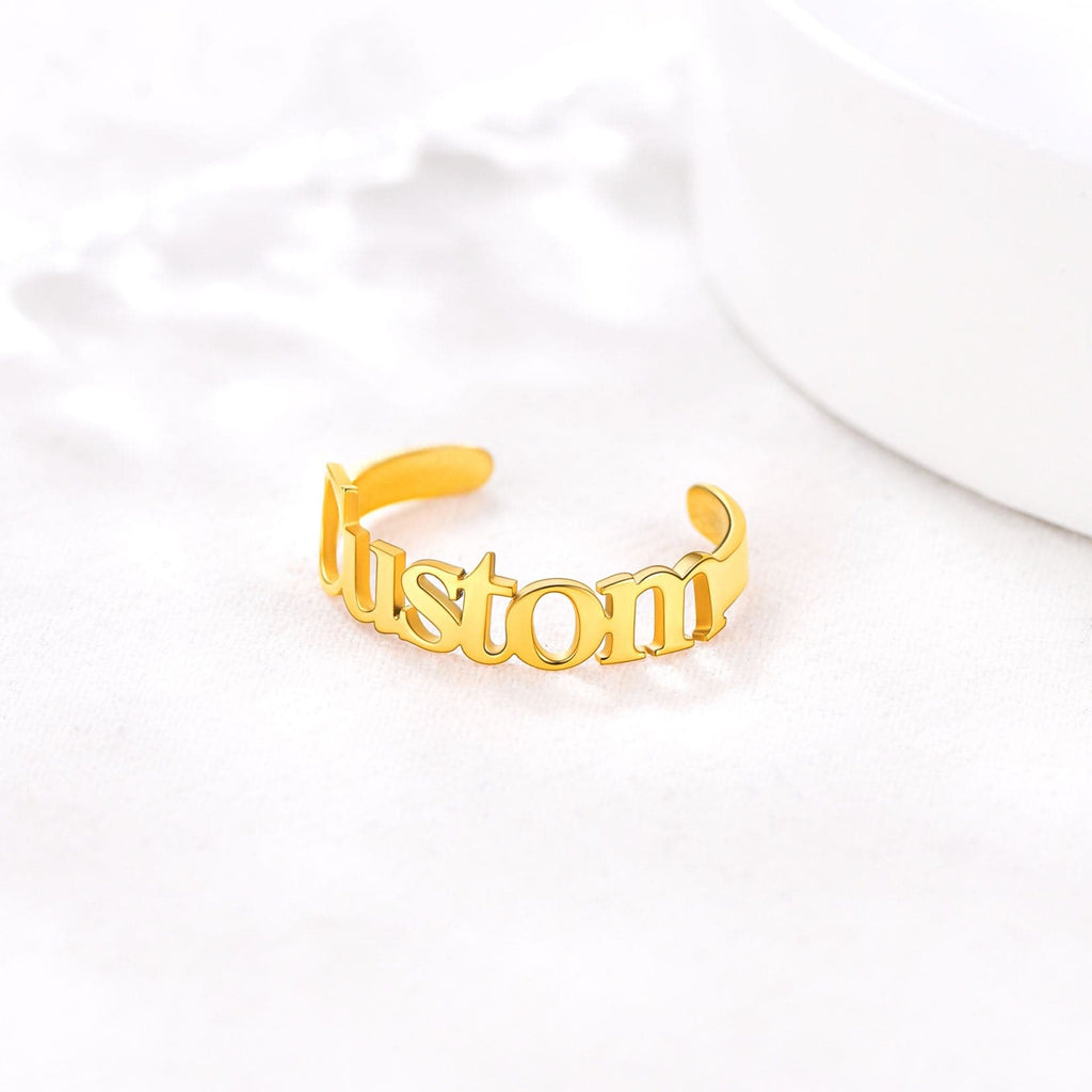 U7 Jewelry Custom Name Ring Open Cuff Initial Ring For Women 