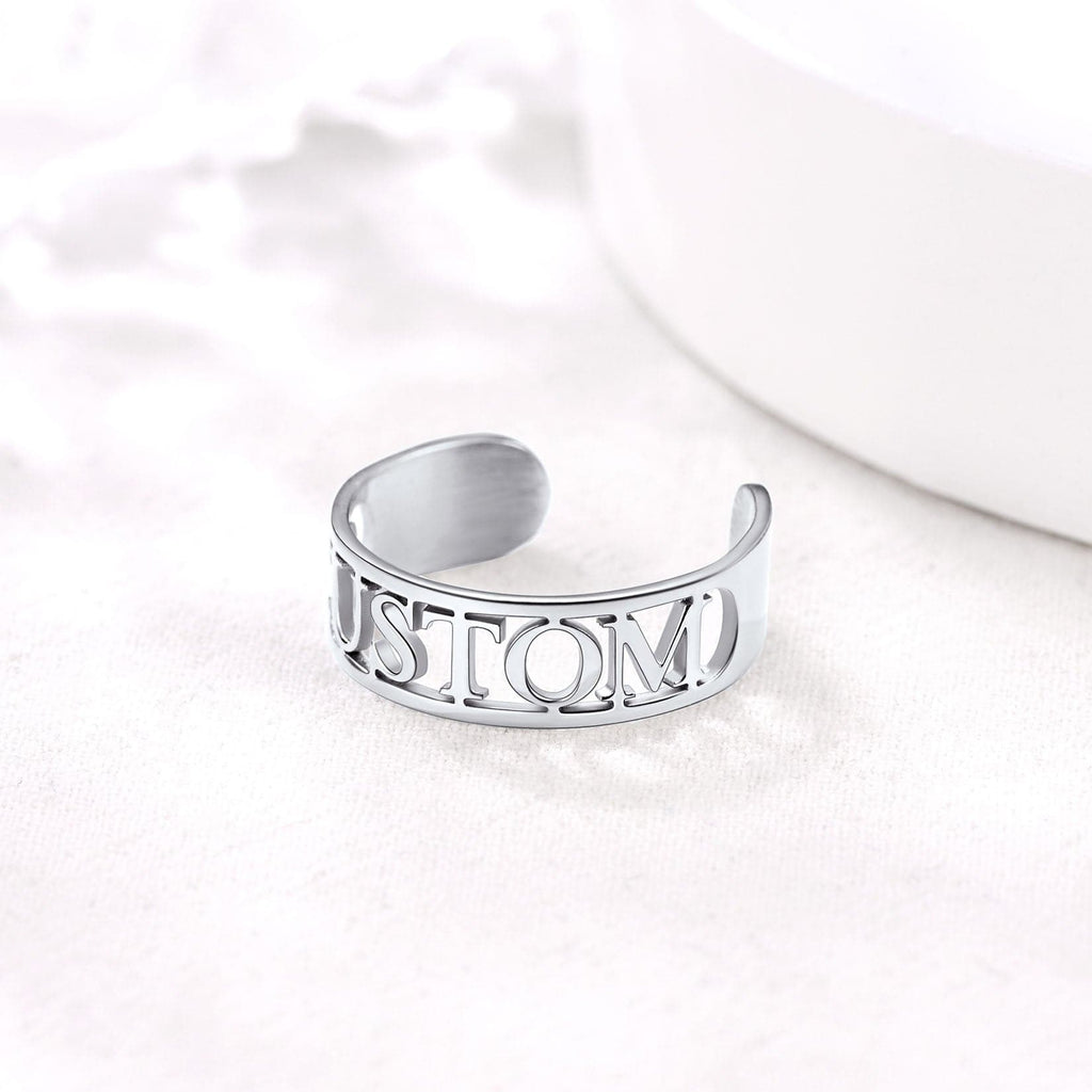 U7 Jewelry Custom Name Ring Open Cuff Initial Ring For Women 