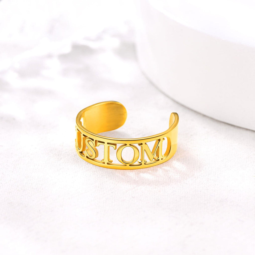 U7 Jewelry Custom Name Ring Open Cuff Initial Ring For Women 