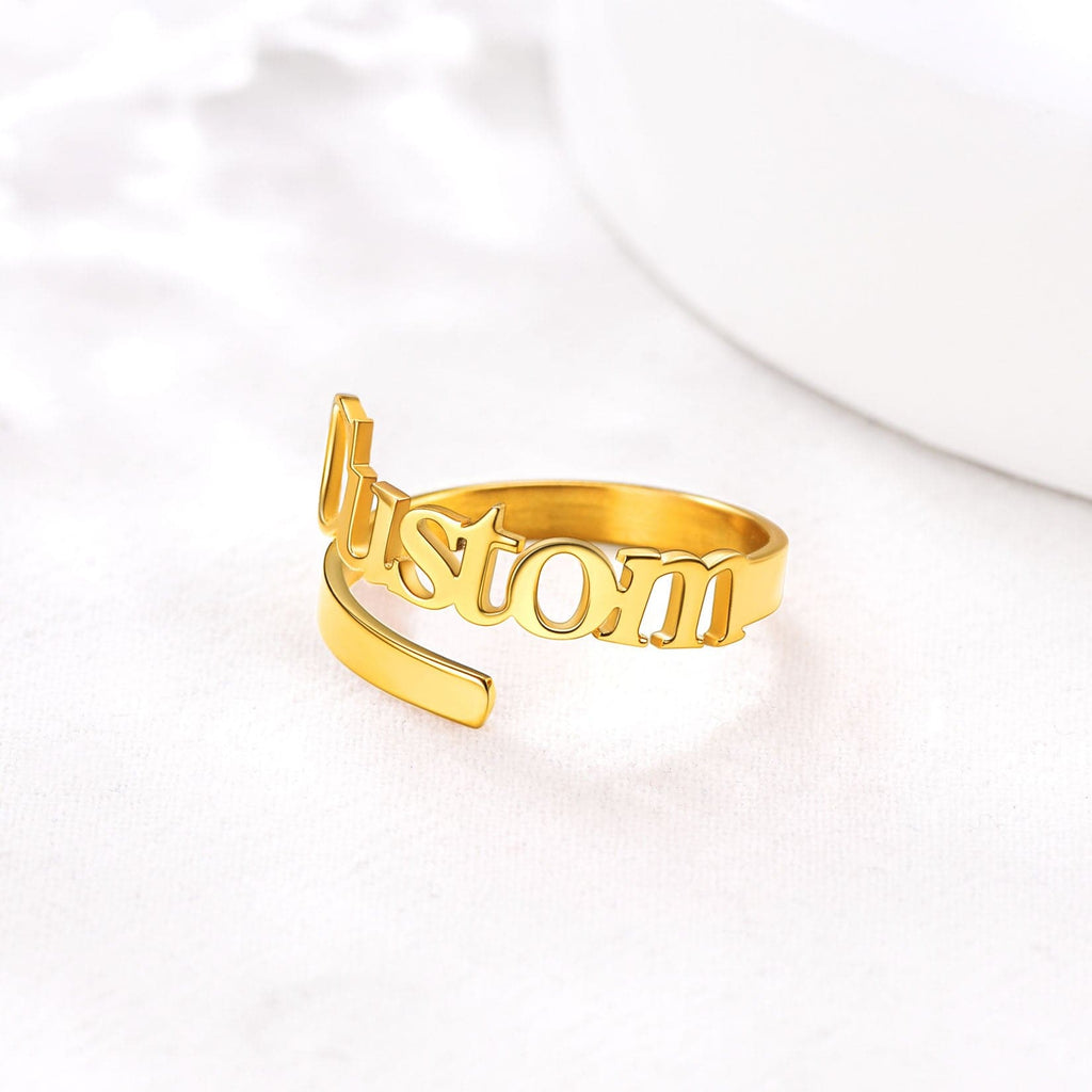 U7 Jewelry Custom Name Ring Open Cuff Initial Ring For Women 