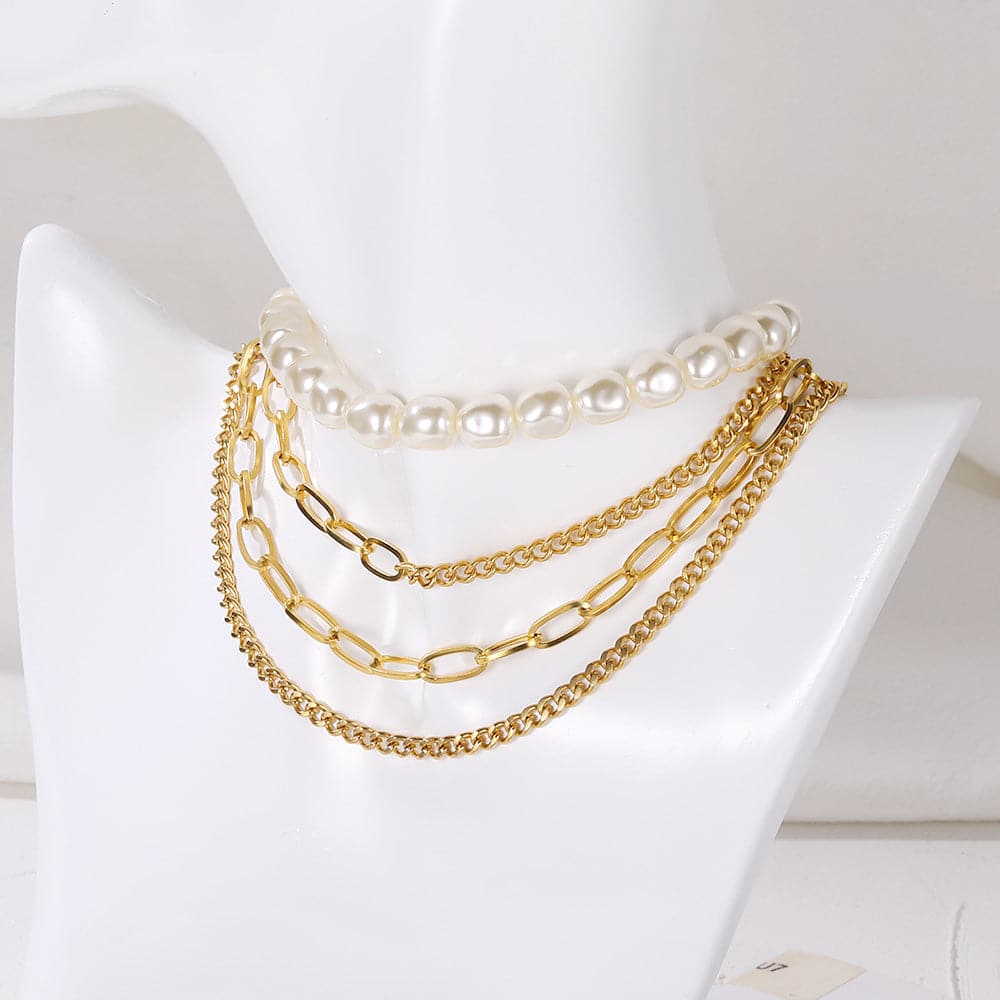 U7 Jewelry Layered Necklace Set Pearl / Multi-layer Chains Stacking Necklace 