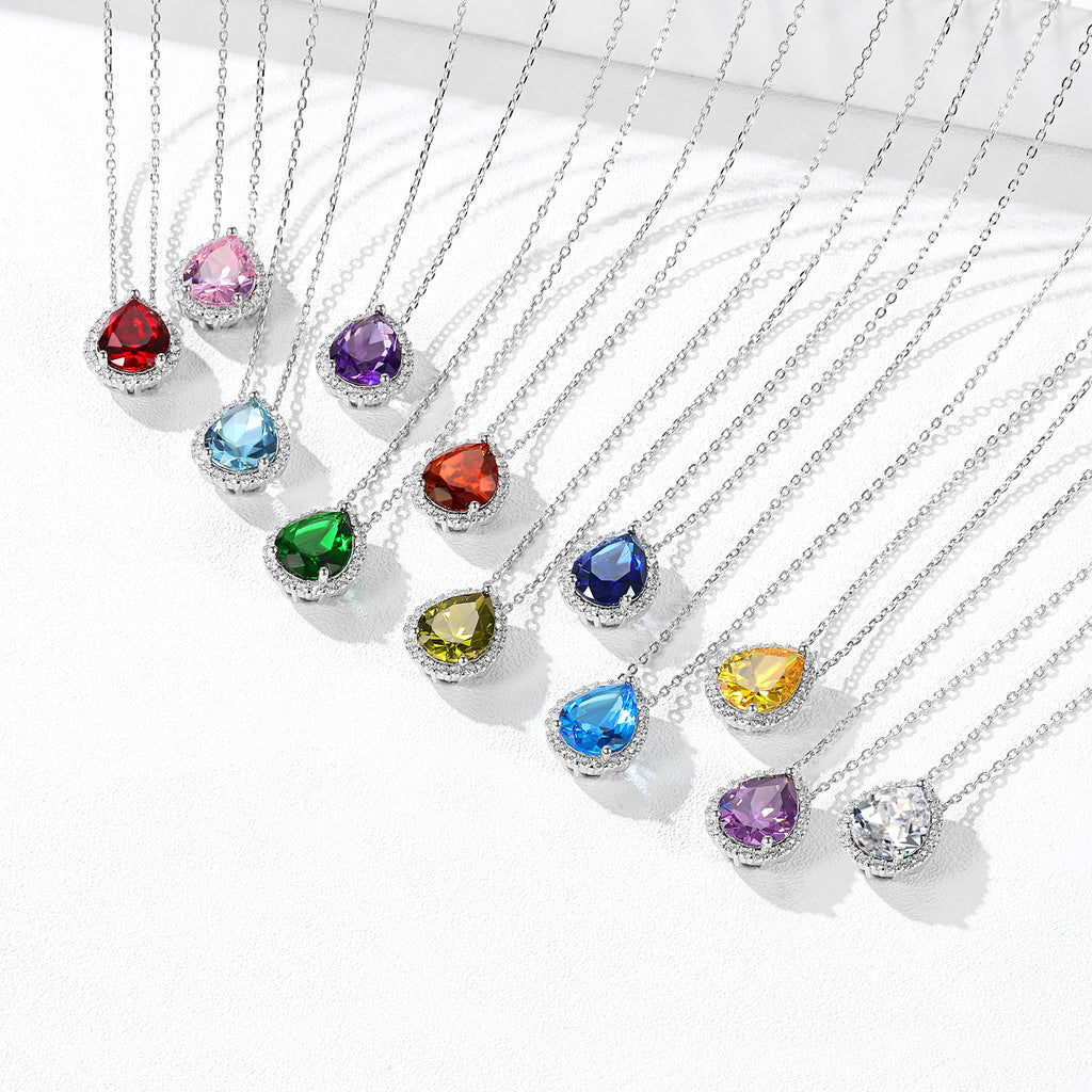 U7 Jewelry Sterling Silver Halo Birthstone Jewelry Set Teardrop 