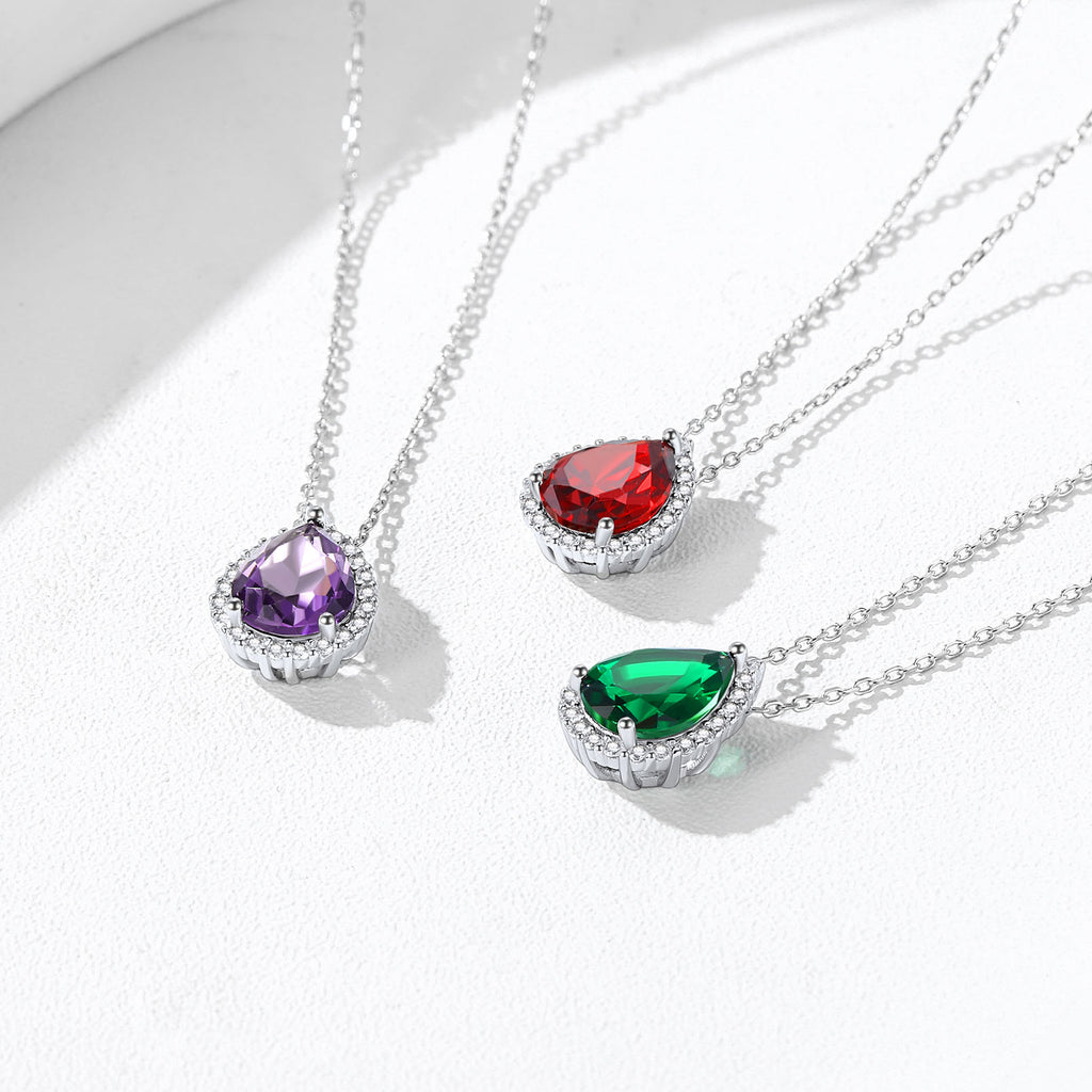 U7 Jewelry Sterling Silver Halo Birthstone Jewelry Set Teardrop 