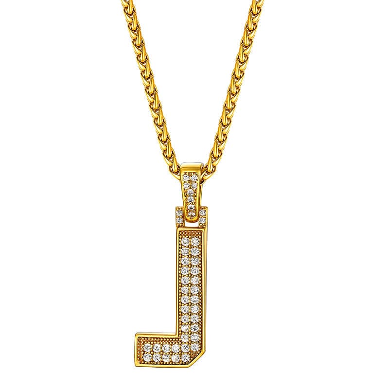 Personalized Gold Plated Full Cubic Zirconia A-Z Letter Initial Necklace 