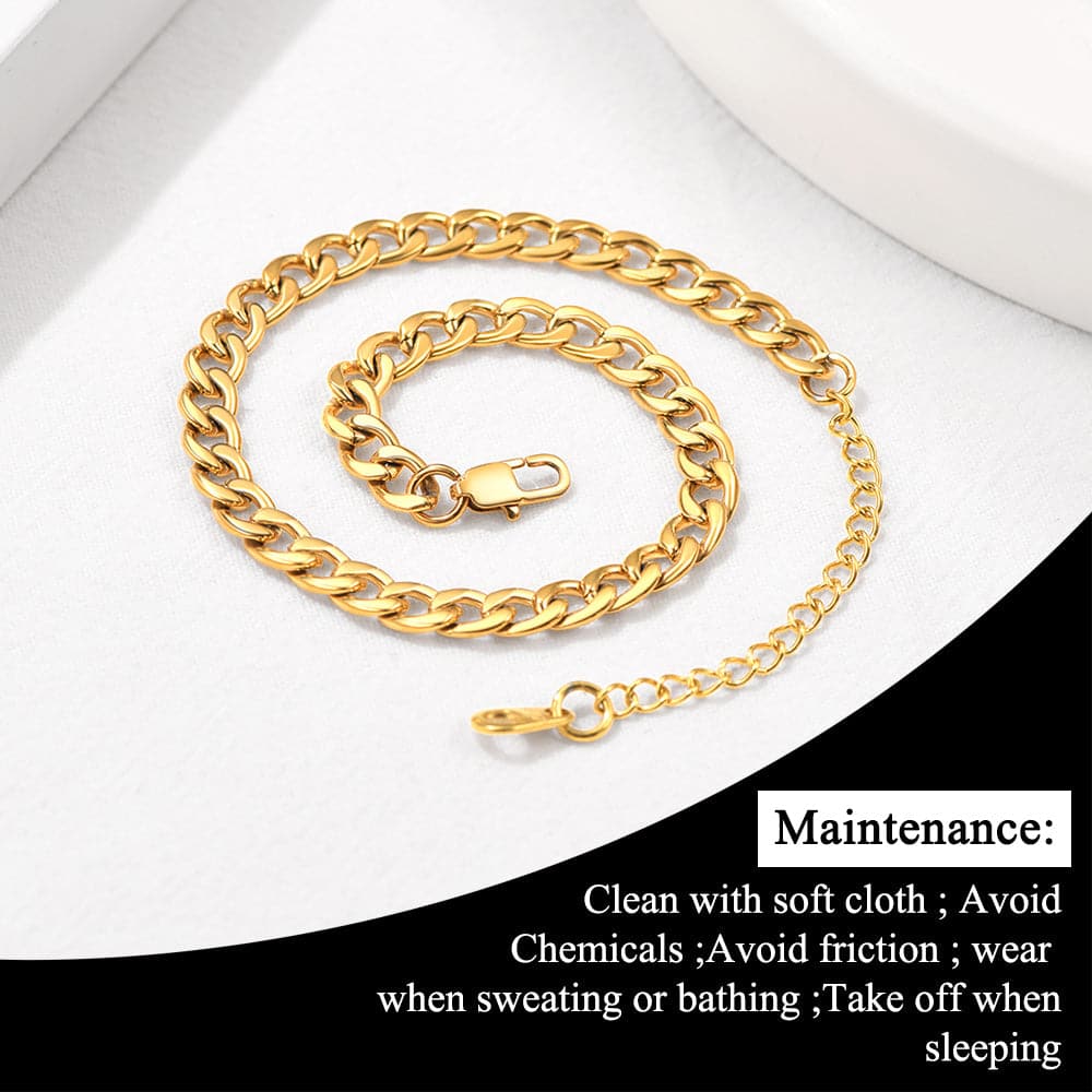 Simple Cuban Curb Chain Anklet for Women Gold Anklet Chain Bracelet 