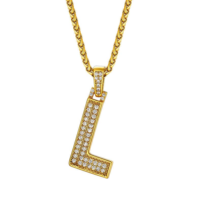 Personalized Gold Plated Full Cubic Zirconia A-Z Letter Initial Necklace 