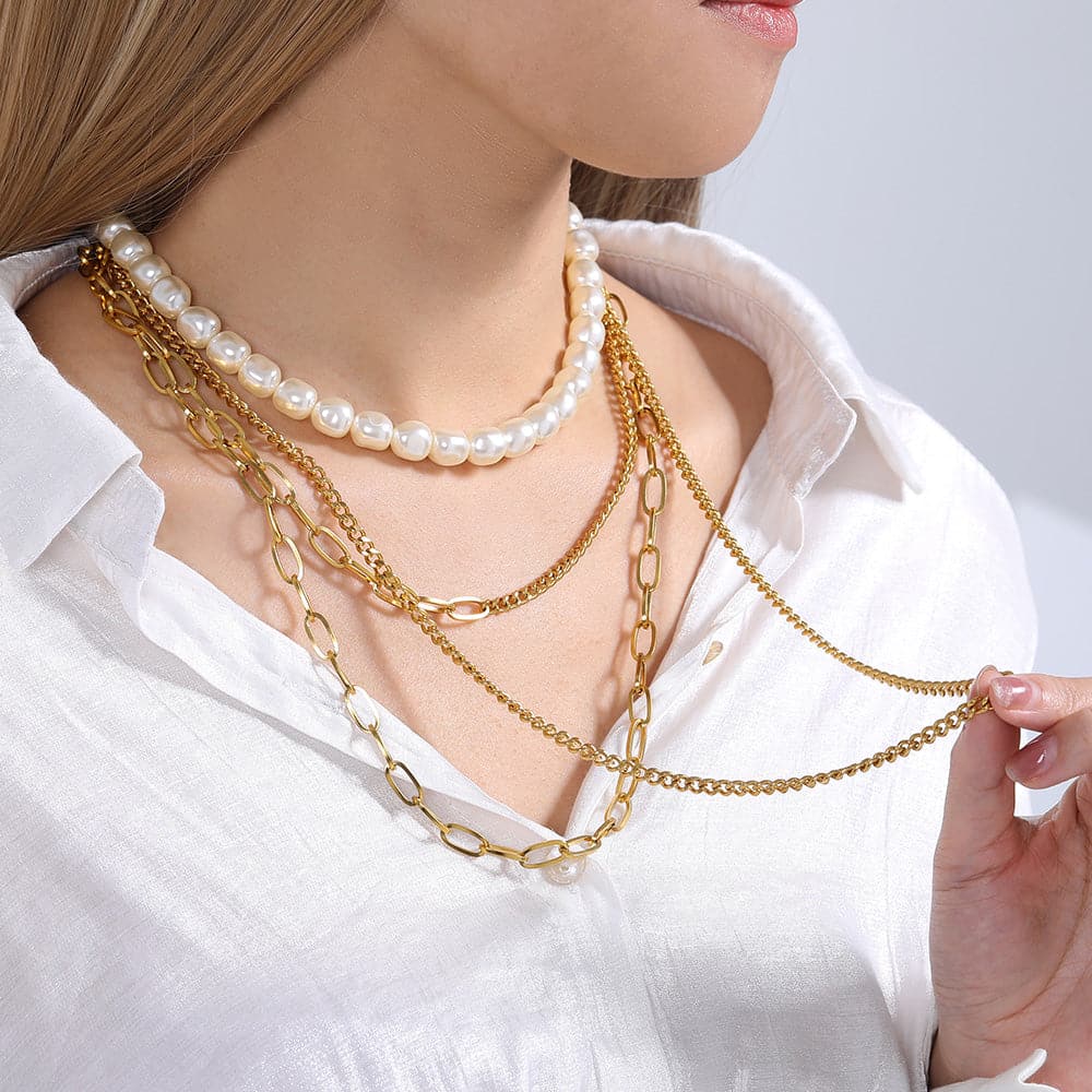 U7 Jewelry Layered Necklace Set Pearl / Multi-layer Chains Stacking Necklace 