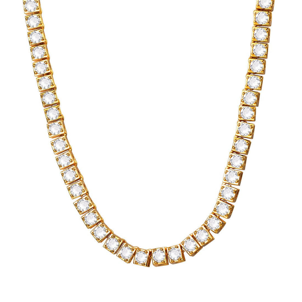 Gold Chain For Men Women 4MM CZ Square Link Tennis Chain Necklace 