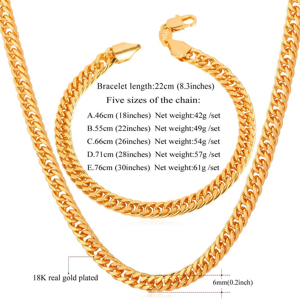 Gold Chain For Men Women 6MM Franco Chain Venetian Necklace Bracelet 18"-30" 