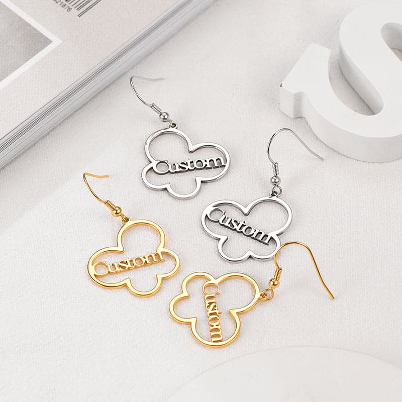 U7 Jewelry Custom Name Earrings Cloud Hoop Drop Earrings For Women 