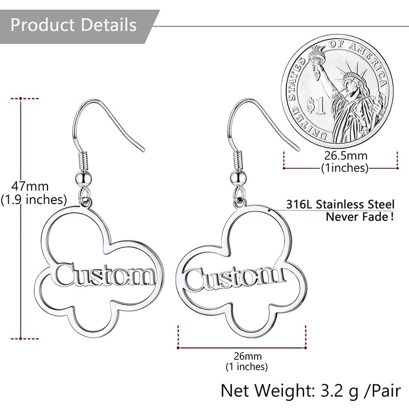 U7 Jewelry Custom Name Earrings Cloud Hoop Drop Earrings For Women 